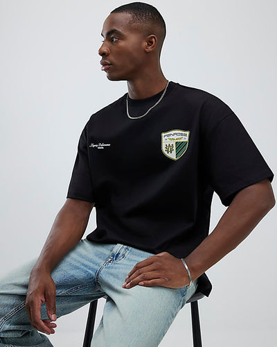 Black Oversized Fit Members Crest T-Shirt