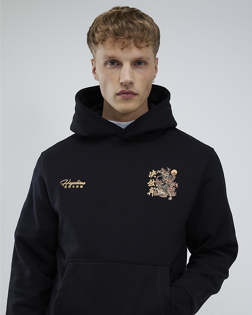 Black Regular Fit Hayashima Tiger Hoodie