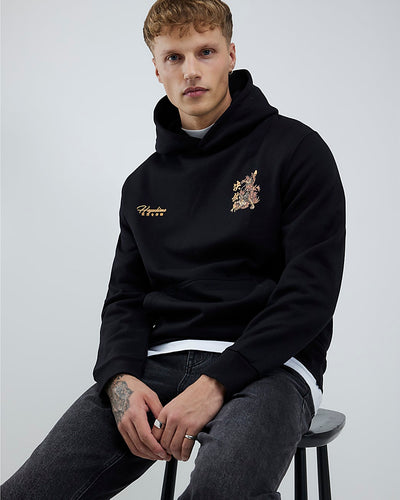 Black Regular Fit Hayashima Tiger Hoodie