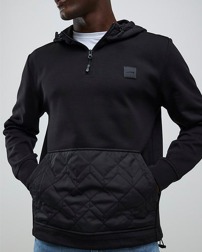 Black Slim Fit Quilted Hoodie
