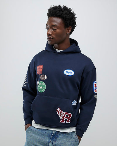 Navy Oversized Fit Badge Hoodie