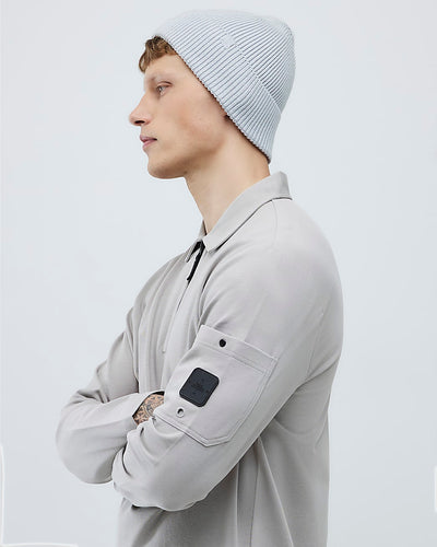 Grey Slim Fit Sleeve Pocket Zipped Polo Shirt