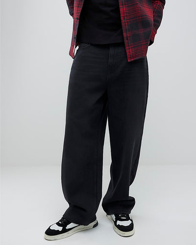 Black Baggy Fit Washed Jeans