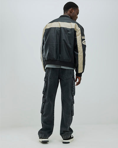 Black Loose Fit Cargo Jeans