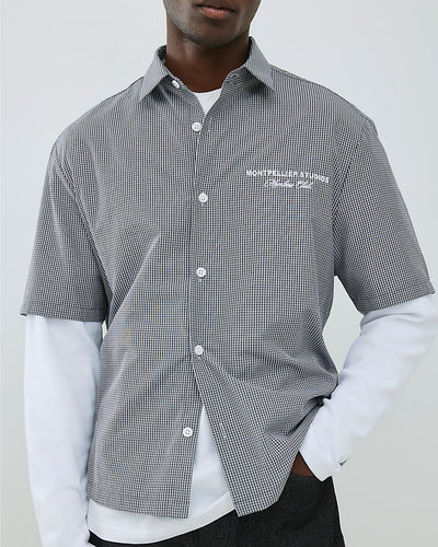 Black Regular Fit Double Layer Check Shirt
