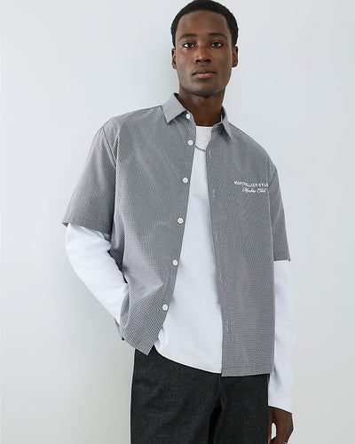 Black Regular Fit Double Layer Check Shirt