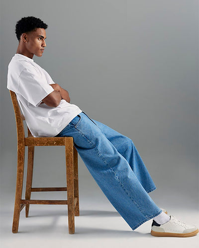Blue Barrel Leg Jeans