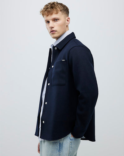Navy Curved Hem Overshirt