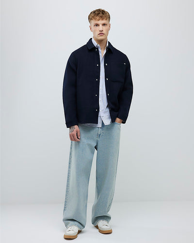 Navy Curved Hem Overshirt