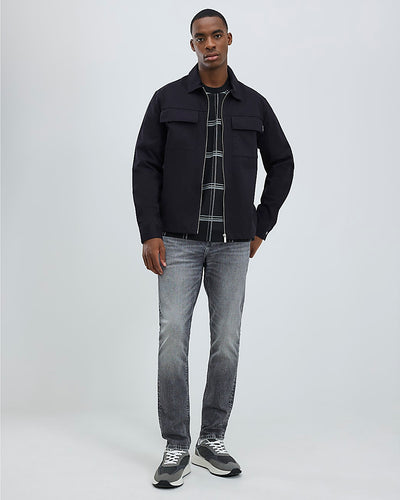 Black Regular Fit Zipped Overshirt