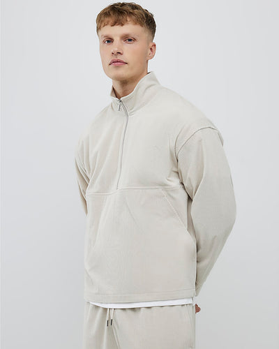 Beige Corduroy Wide Leg Joggers