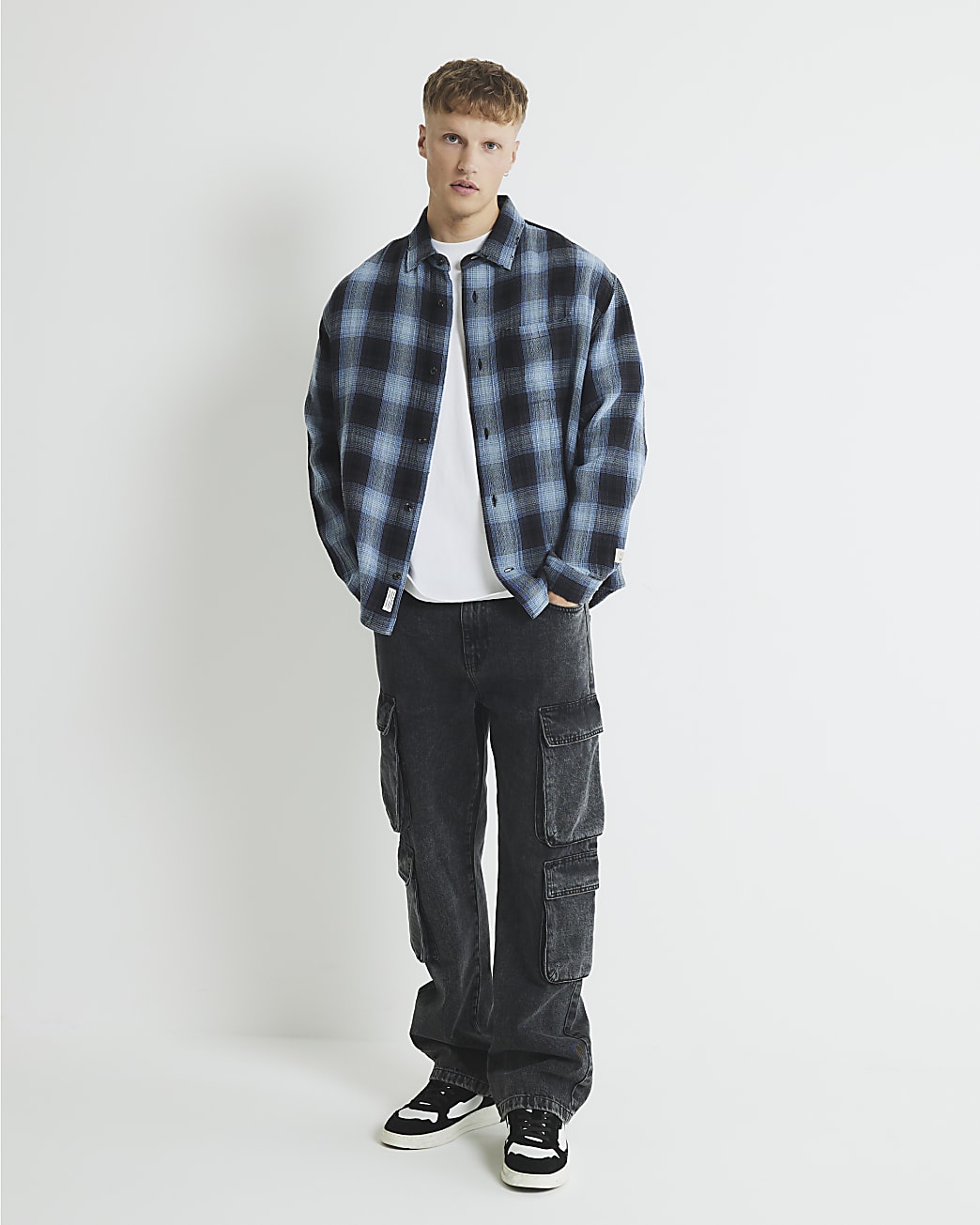 Blue Loose Fit Check Shirt