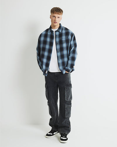 Blue Loose Fit Check Shirt